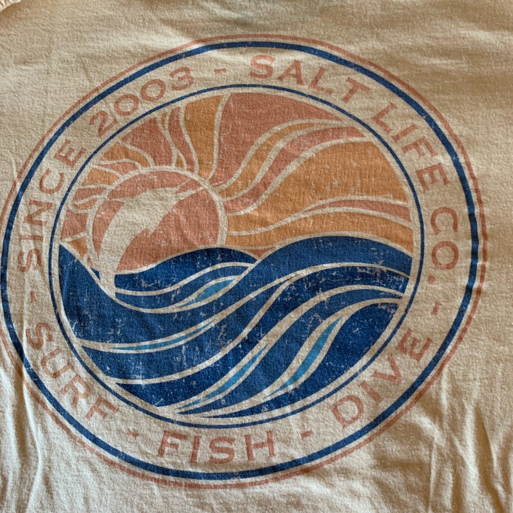 Salt Life Tan and Blue Surf Tee
